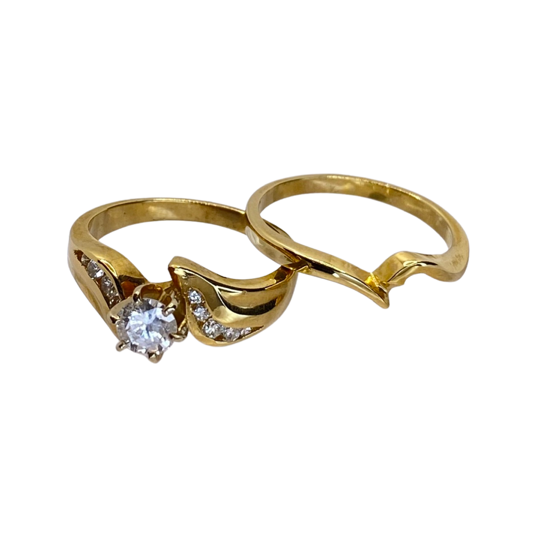 14K Yellow Gold Two-piece Ring Set