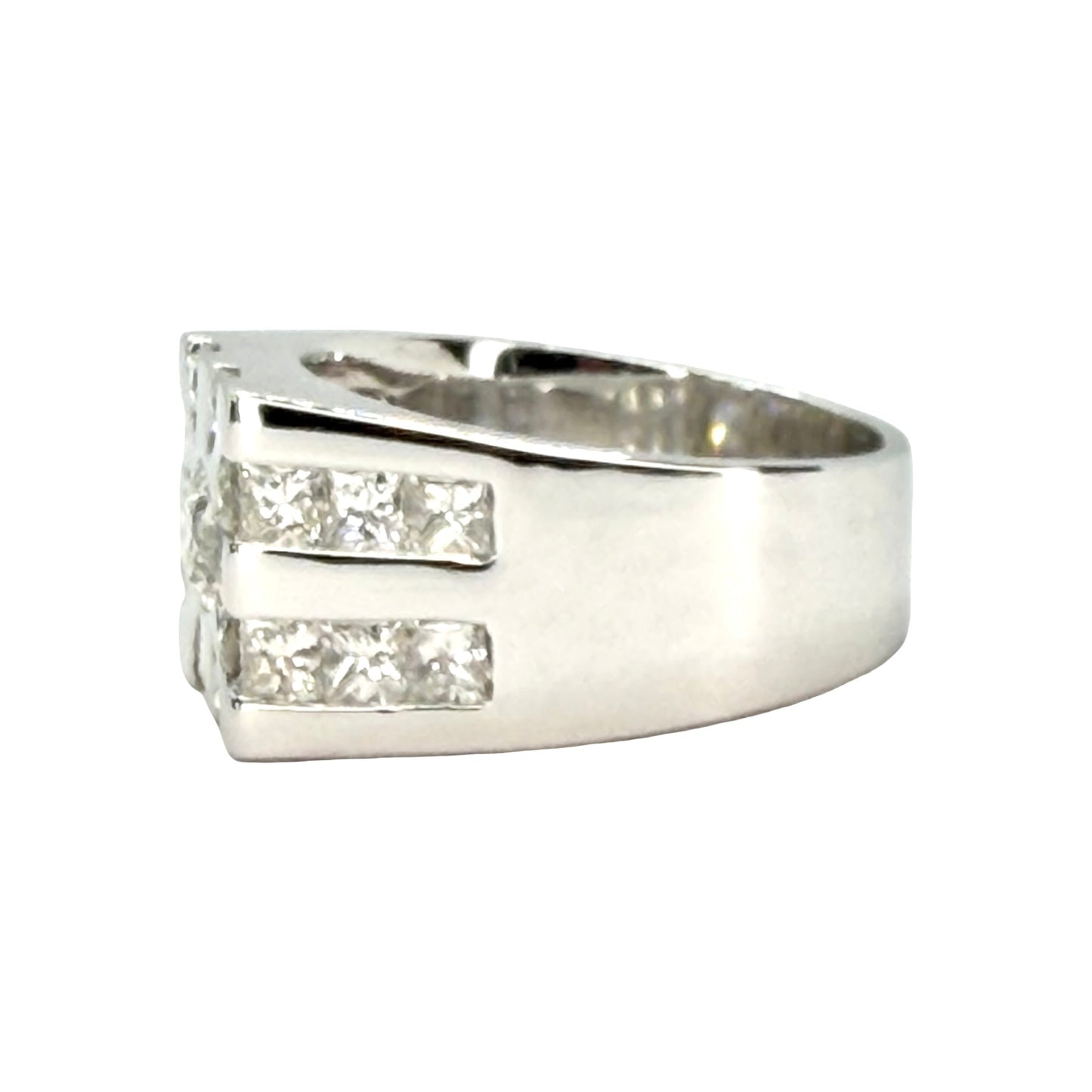14K White Gold Mens Diamond Ring 3.20 Carats TW G, VS2-SI1