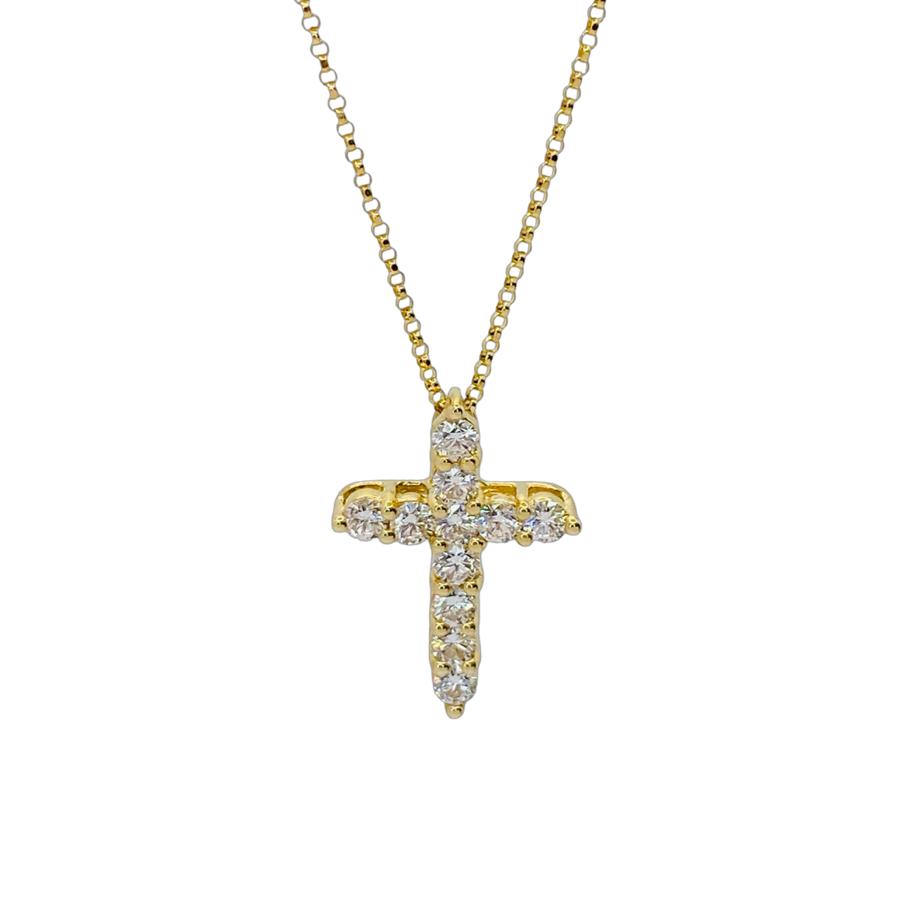 14K Yellow Gold Diamond Cross Pendant 1.45 Carats