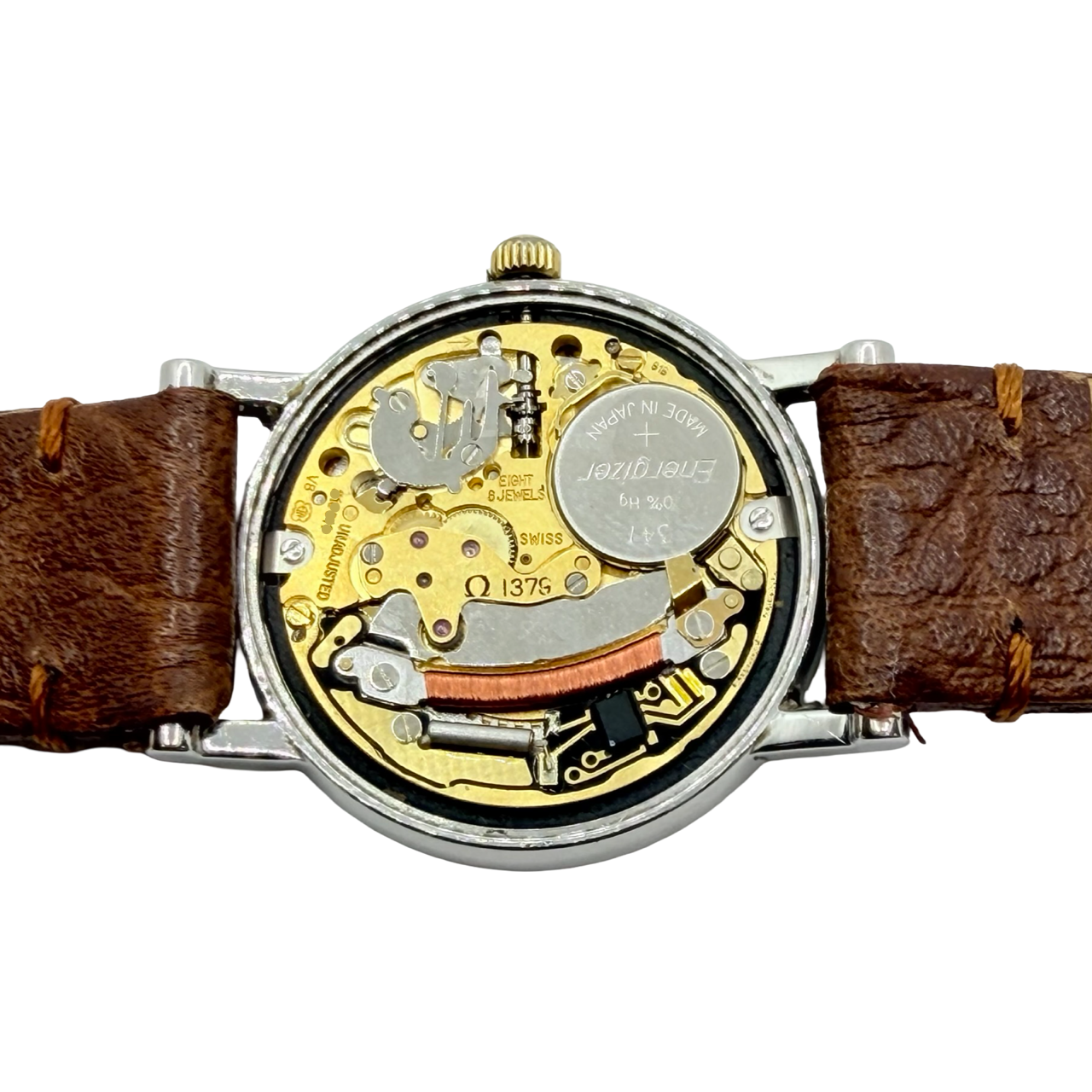 Omega De Ville Quartz 25mm 18K Gold and Steel Champagne Dial Leather Strap 596.2379