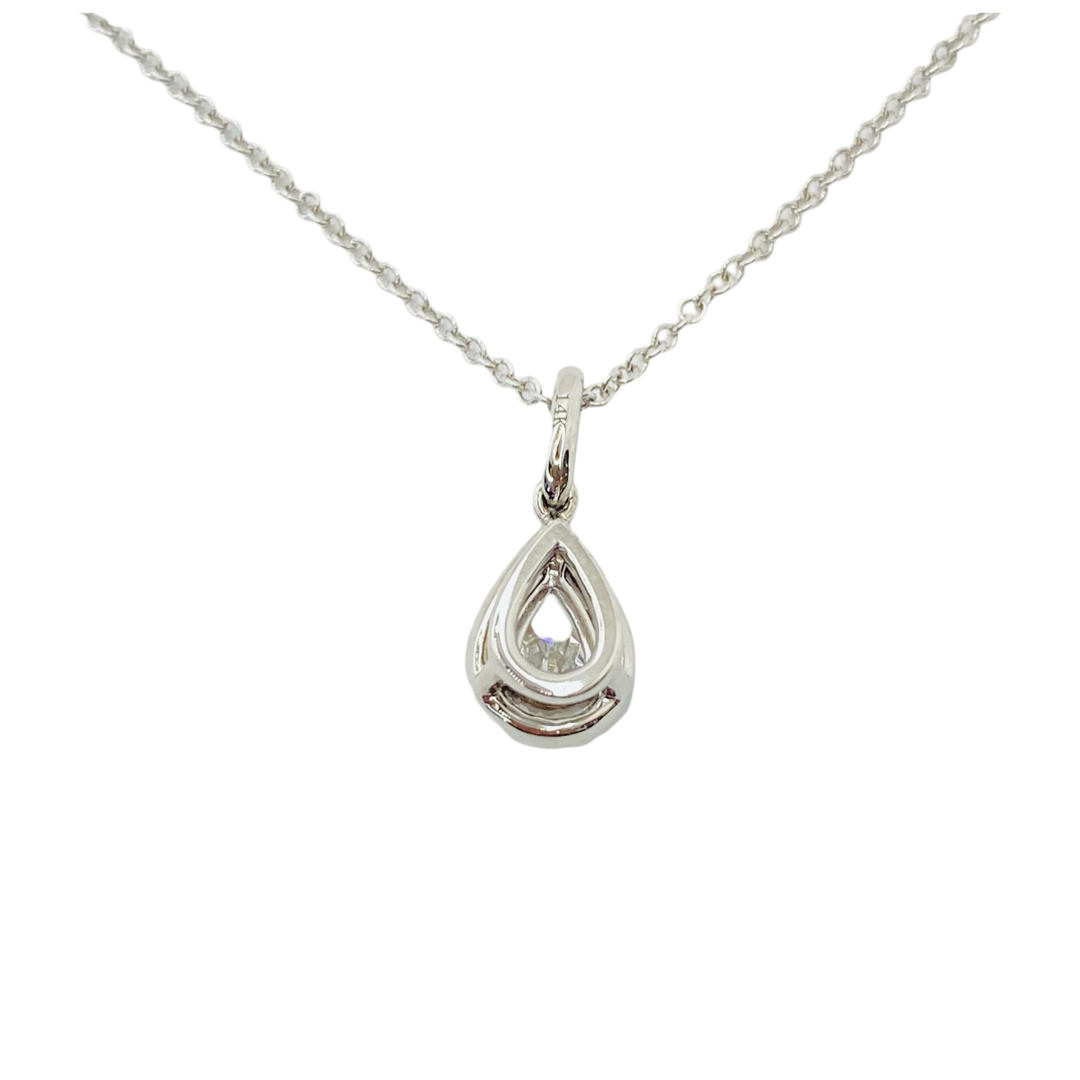 14K White Gold Pear Diamond Pendant