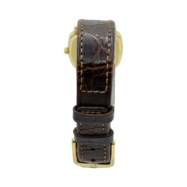 Omega De Ville Quartz 23mm 18K Yellow Gold Case Champagne Dial Brown Croco Strap 595.3111.1