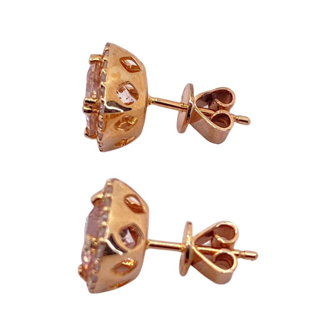 14K Rose Gold Morganite Stud Earrings