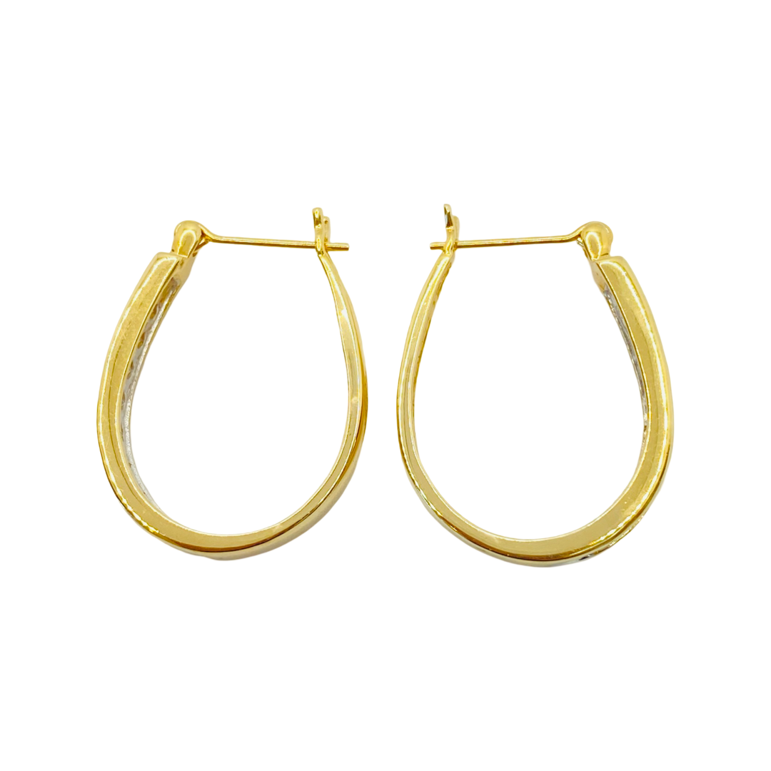 14K Yellow Gold Oval Hoop Earrings