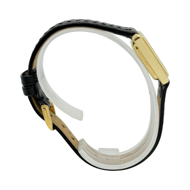 Girard Perregaux Ladies 18K Gold Quartz Champagne Dial Black Strap