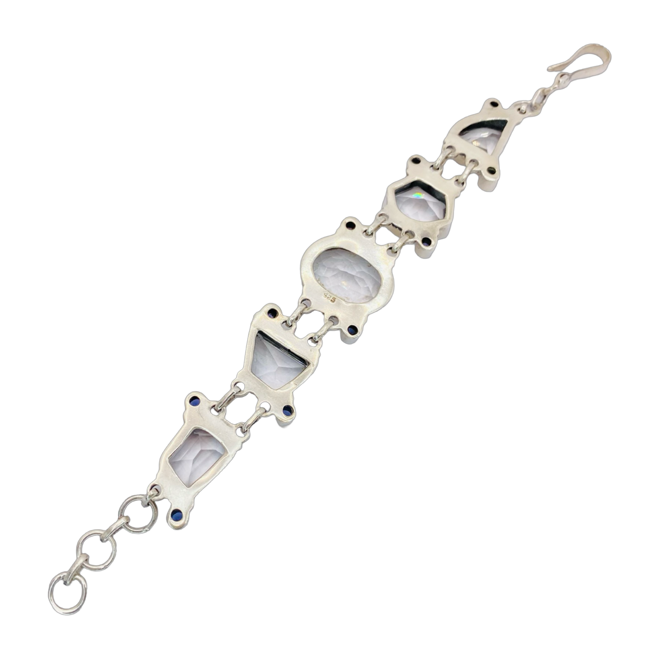 Estate Jewelry 925 Silver Clear and Blue Gemstone Bracelet