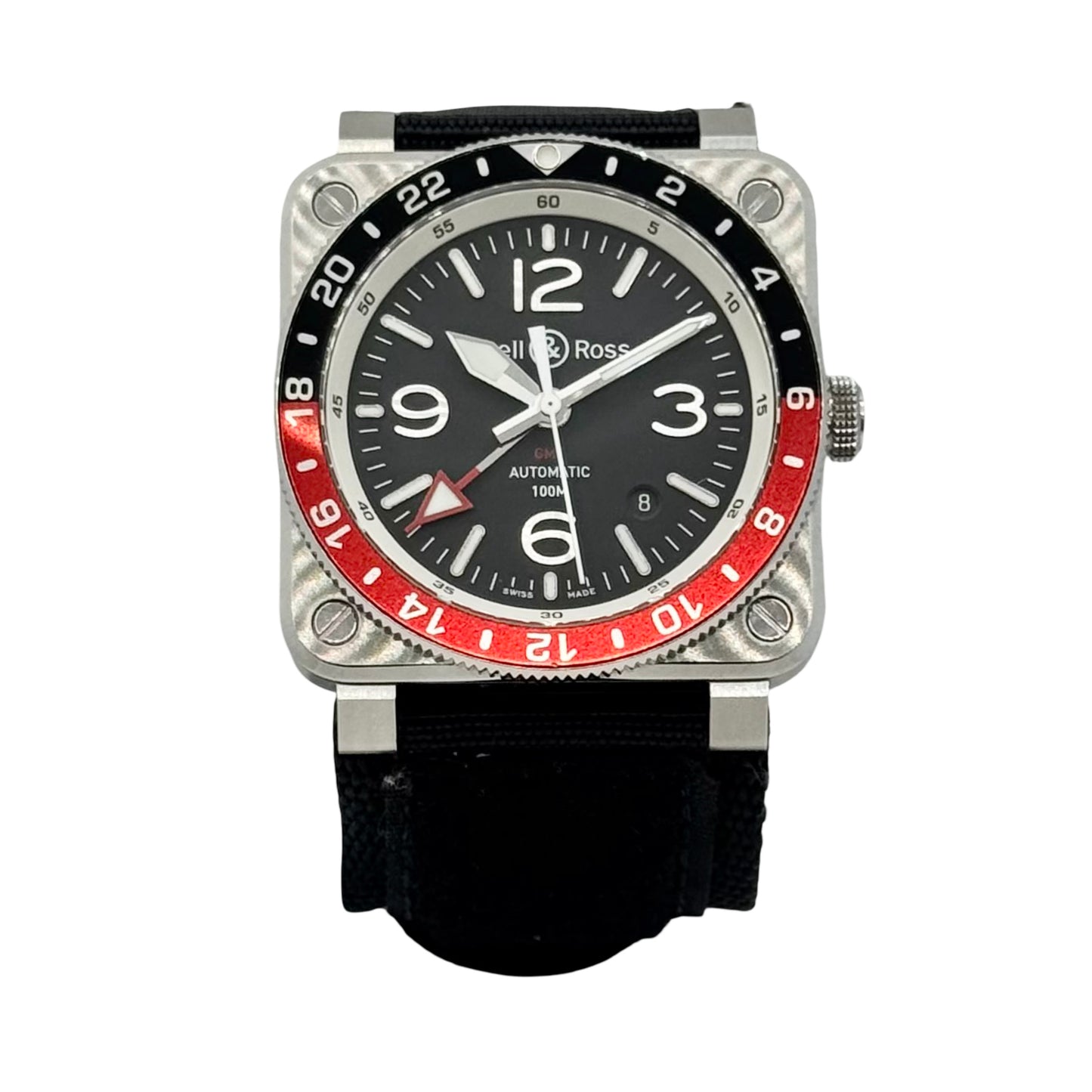 Bell & Ross BR-03 GMT Black 42 MM Ref: BR0393-BL-ST/SCA