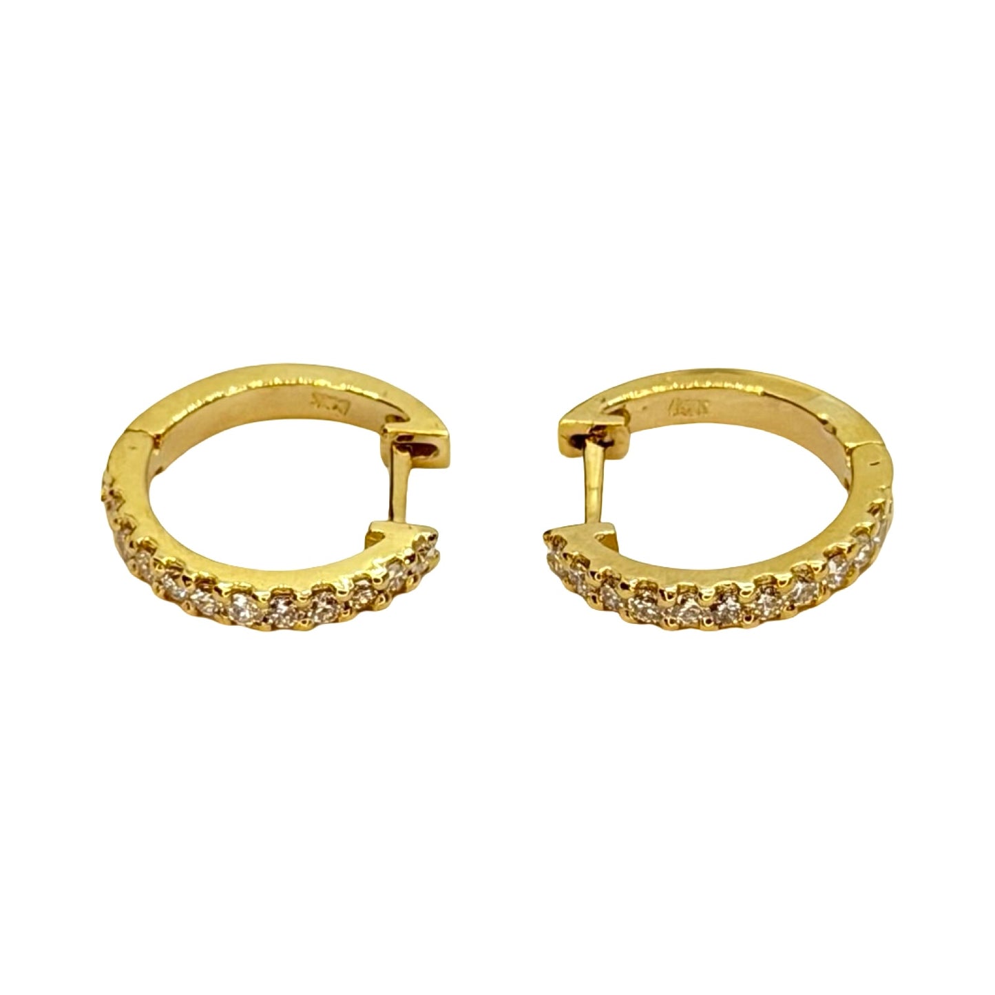 14K Yellow Gold Small Huggie Hoop Diamond Earrings 0.45 Carat