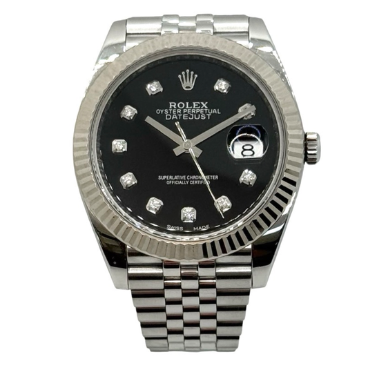 Rolex Datejust II 41 mm Black Diamond Dial Oystersteel Jubilee Bracelet 126334