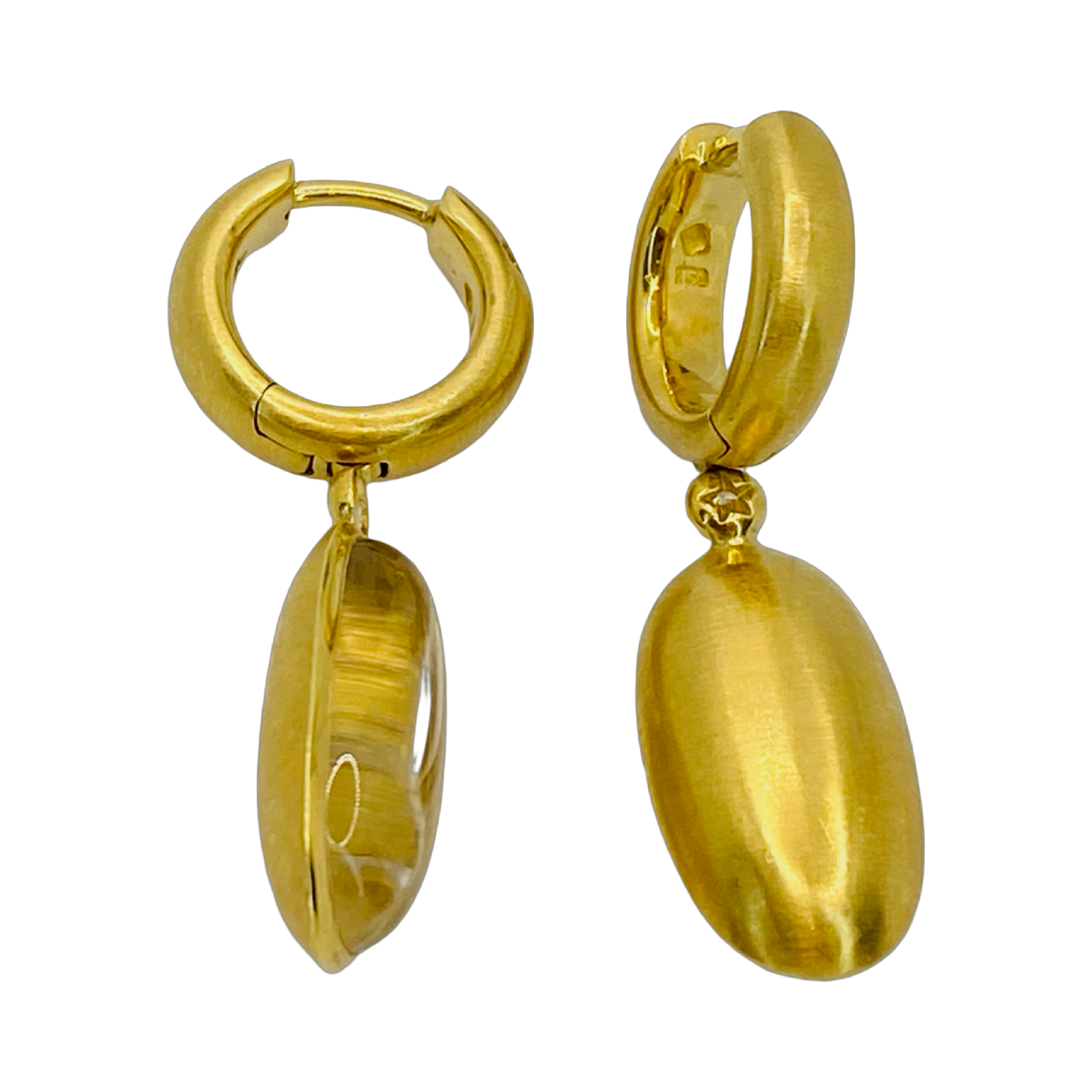 Estate Jewelry 18K Yellow Gold  H.Stern Justine Quartz Rock Crystal Dangle Earrings