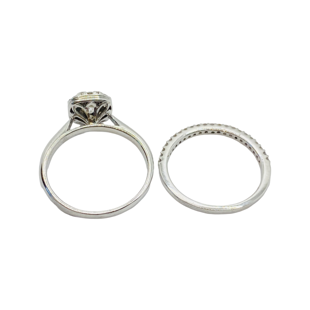 14K White Gold Wedding Ring Set