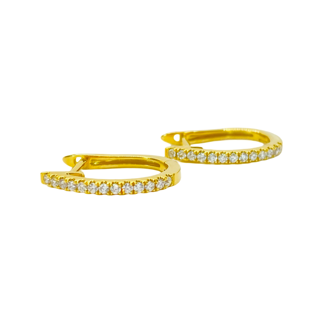 14K Yellow Gold Huggie Diamond Earrings