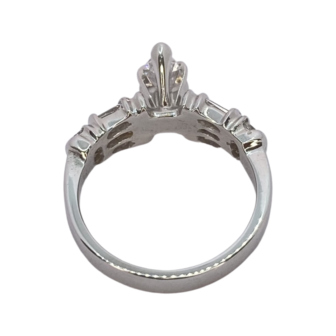 14K White Gold Marquise & Baguette Diamond Ring