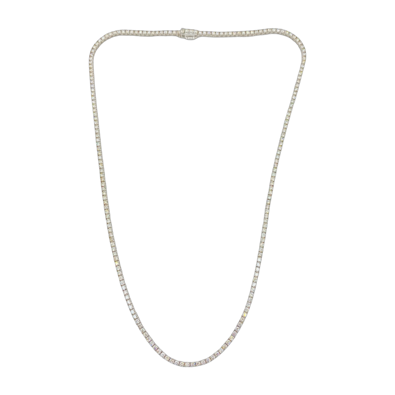 14K White Gold Tennis Necklace 4.27 Carats Round Diamonds H-I, SI