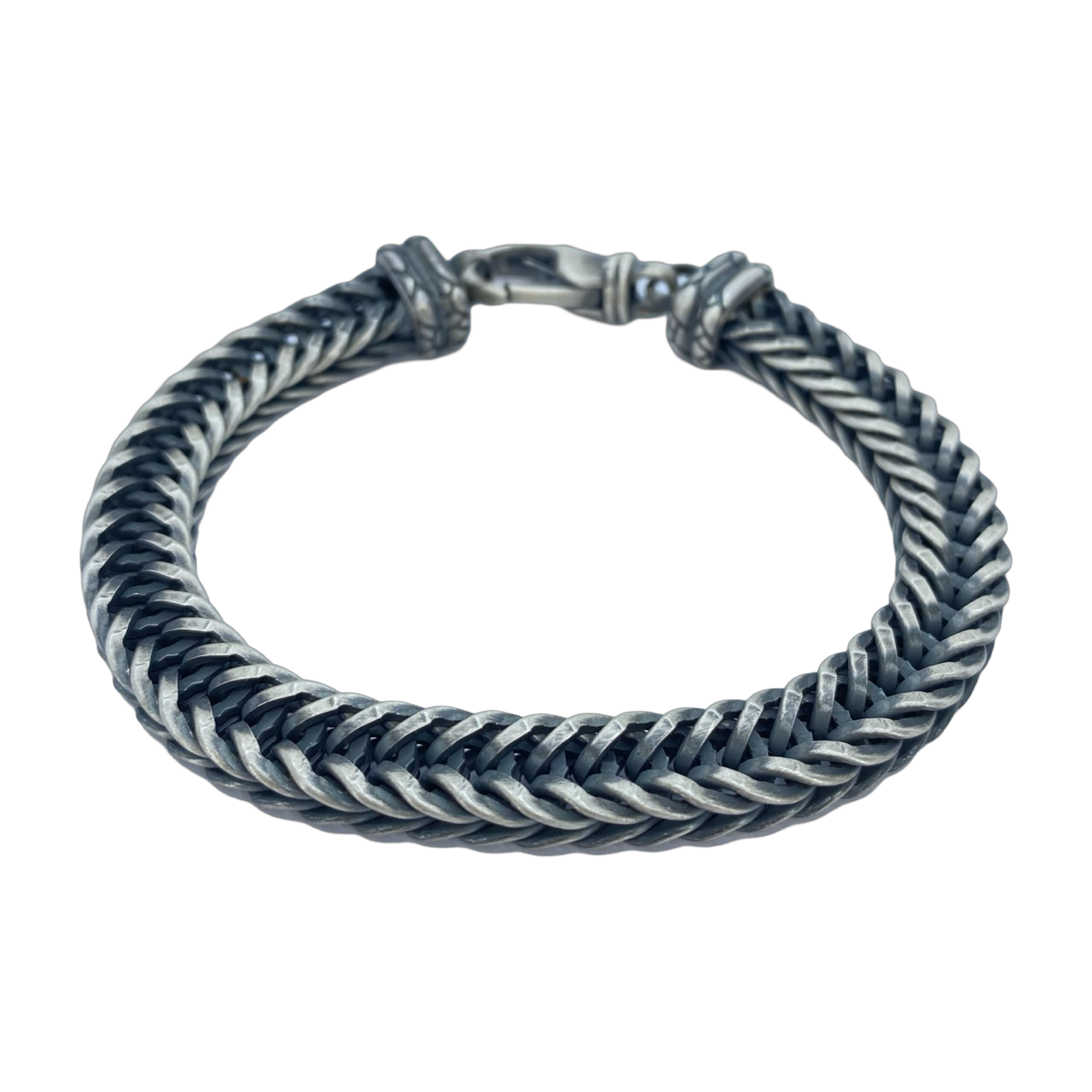 Silver Oxidized Braided Bracelet 9"