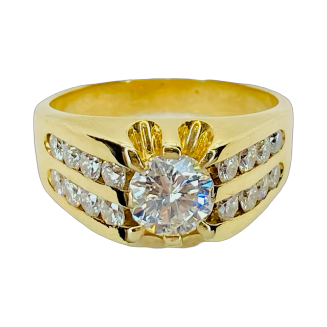 Estate Jewelry 14K Yellow Gold Men's Diamond Ring 2.40 Carats