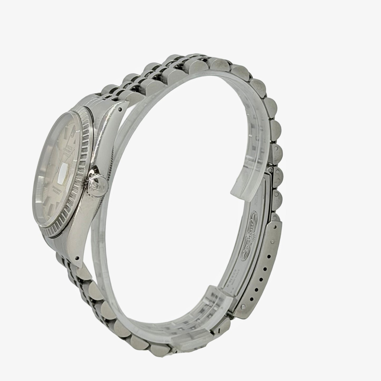 Rolex Datejust 36mm Ivory Sunburst Dial Steel Engine Turned Bezel Jubilee Bracelet 16220