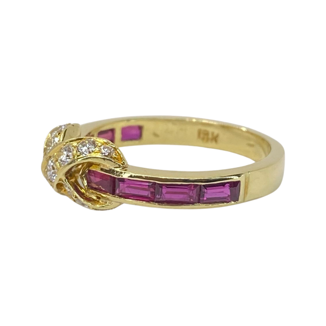 Estate Jewelry 18K Yellow Gold Tiffany & Co "X" Diamond and Ruby Ring