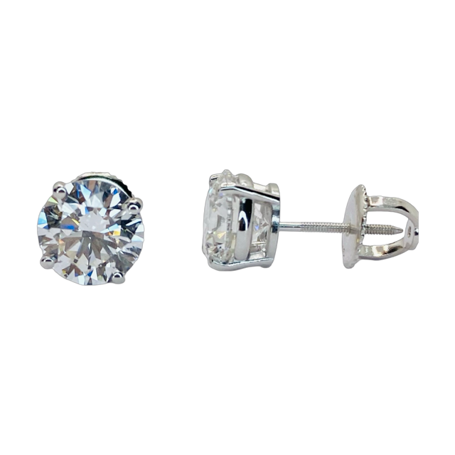 Lab Grown Diamonds 14K White Gold Stud Earrings 3.46 Carats, E, VS