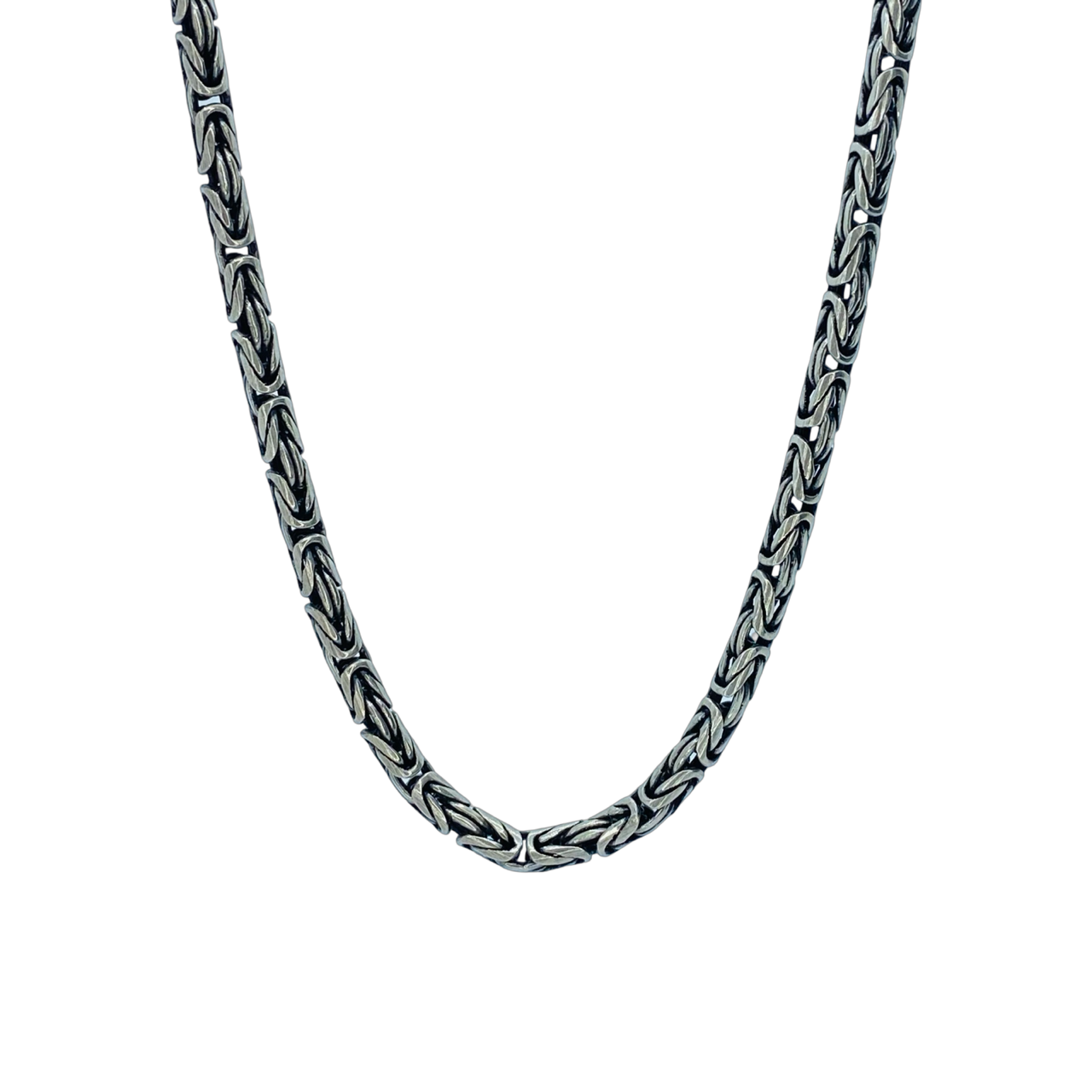 Silver Oxidized Byzantine Chain 24"