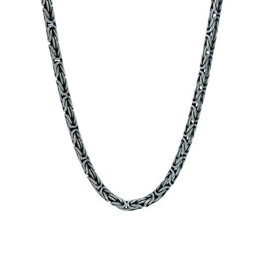 Silver Oxidized Byzantine Chain 24"