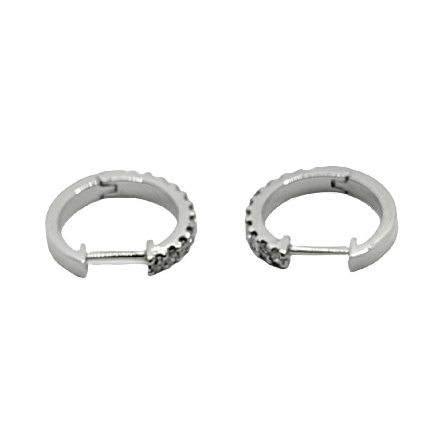 14K White Gold Diamond Huggie Hoop Diamond Earrings 0.45 Carat