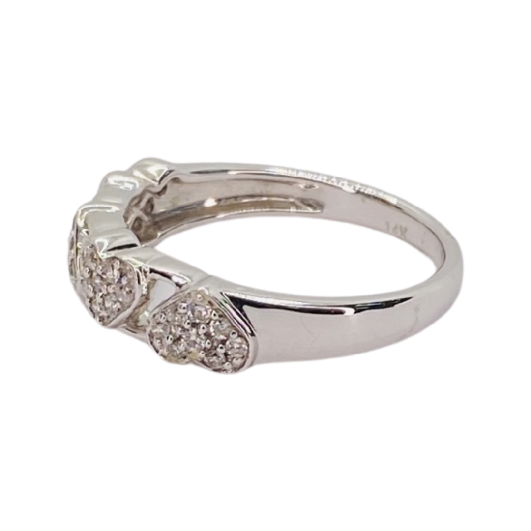 14K White Gold 4-Heart Pavè Ring