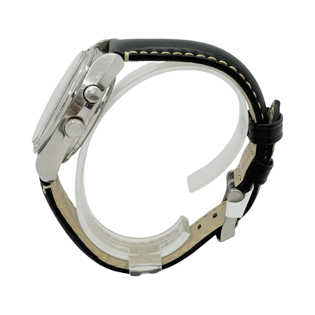 Seiko Bell-Matic Alarm Day Date Steel Case Black Leather 4006-7000 C.1969