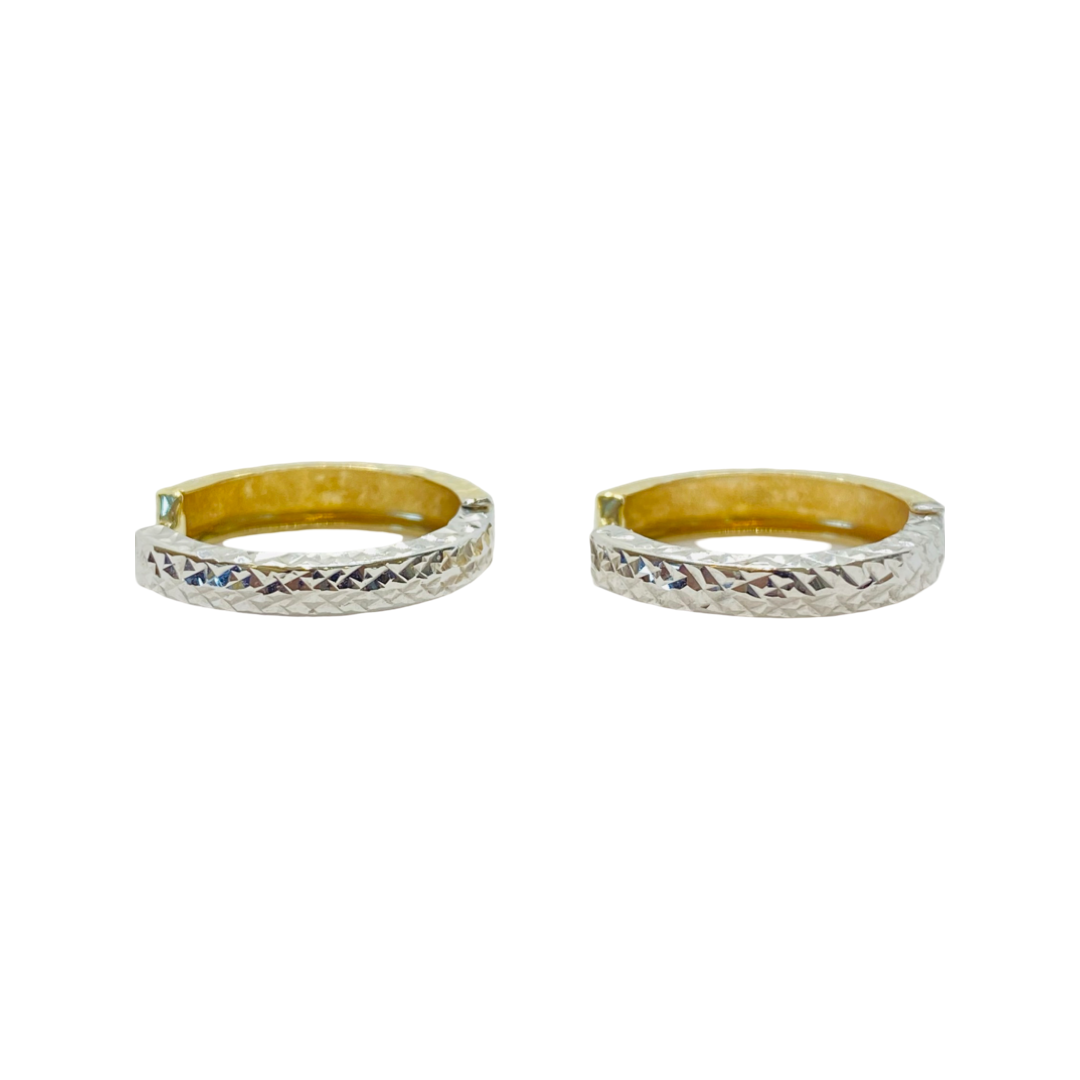 10K White and Yellow Gold Hoop Earrings