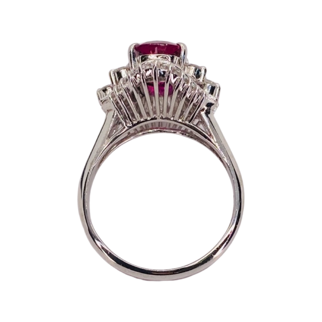 14K White Gold 2.00CTS Oval Ruby Ring