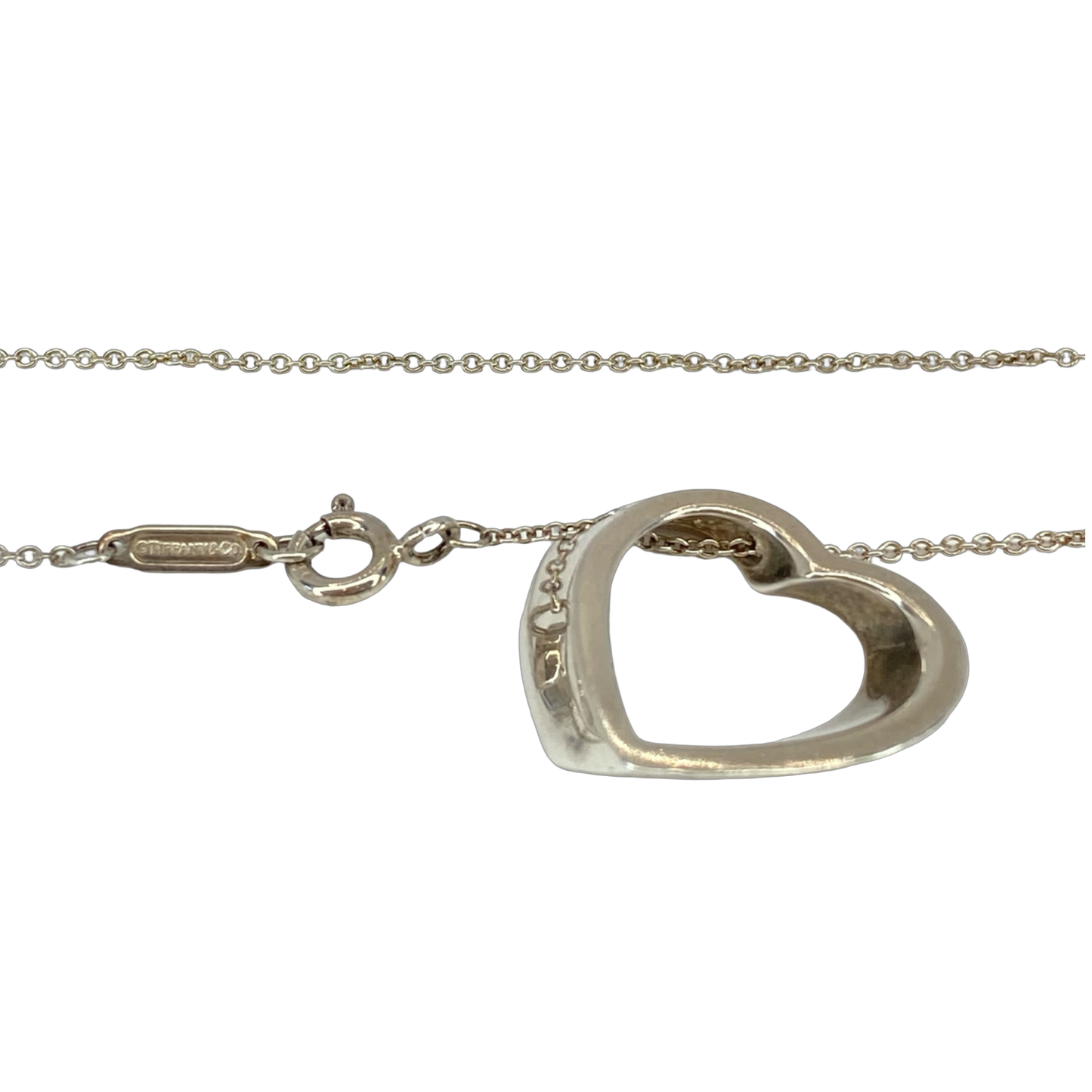 Estate Jewelry Tiffany & Co 925 Silver Geometric Open Heart Necklace