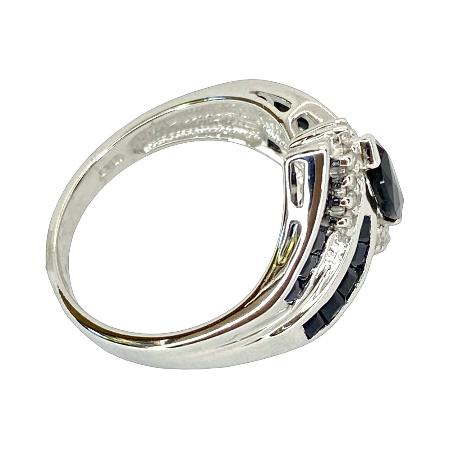 10K White Gold 1.00 Carat Blue Sapphire and 0.20 Carat Diamond Ring