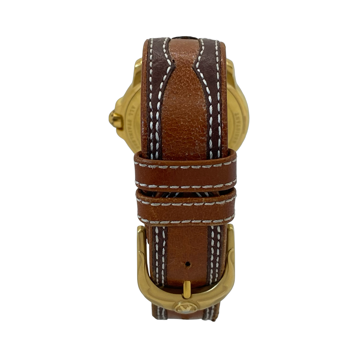 Michel Jordi Spirit of the West Quartz Gold Tone  Brown Leather Strap 8100