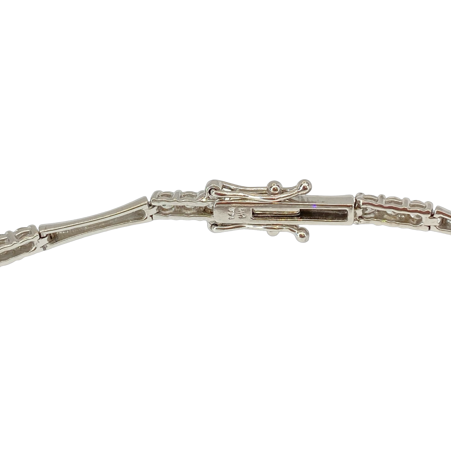 14K White Gold Diamond Bamboo Style Bracelet