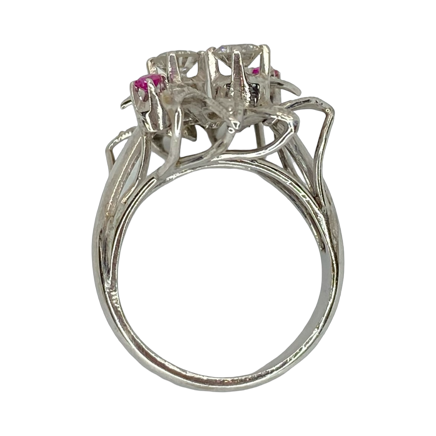 Estate Jewelry 14K White Gold Diamond Cluster Ring