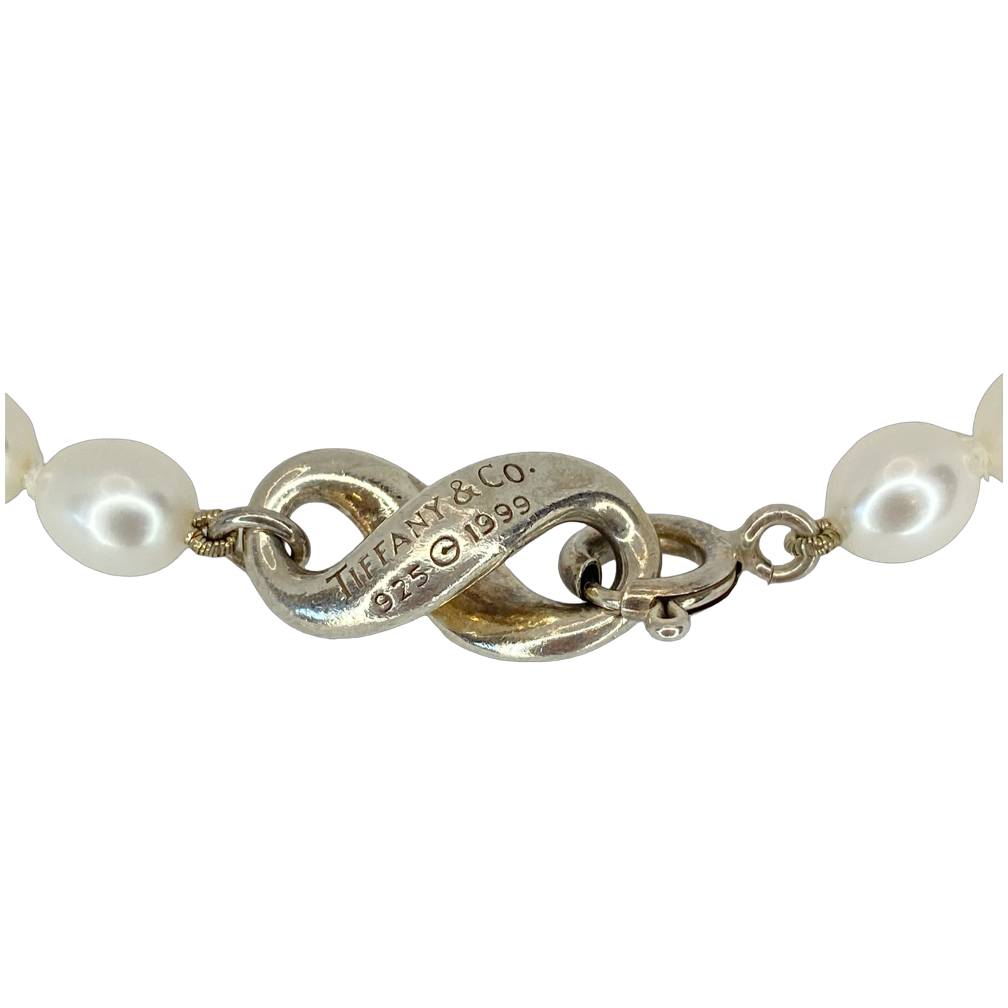 Estate Jewelry Tiffany & Co 925 Silver Infinity Freshwater Pearl Bracelet
