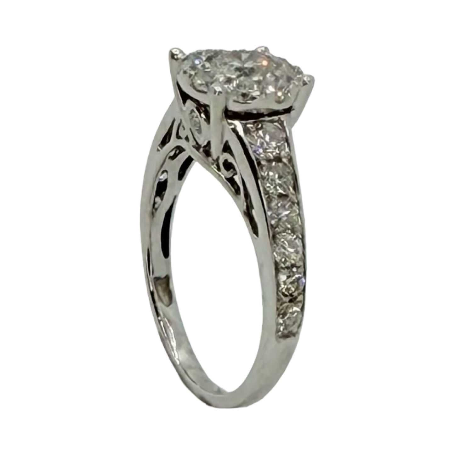 14K White Gold Diamond Ring 1.40 Carats G-H