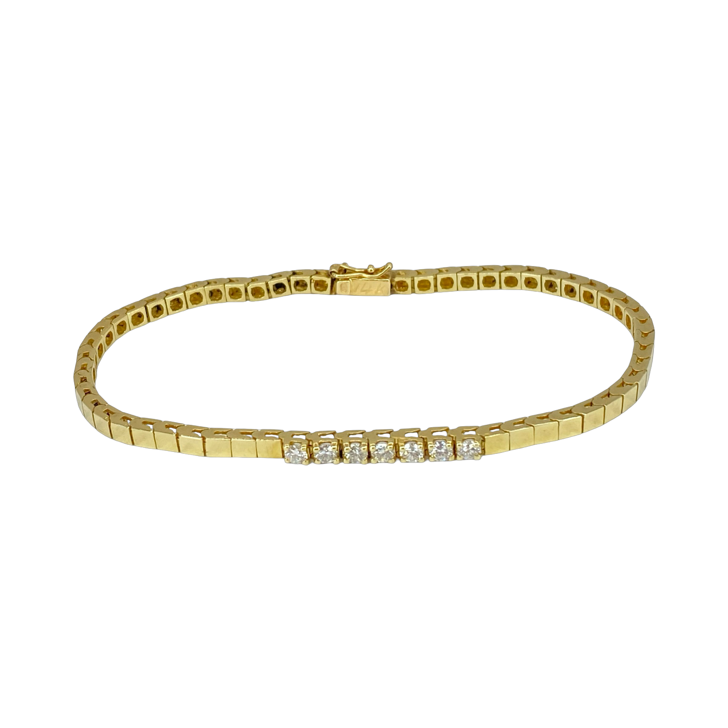 Estate Jewelry 14K Yellow Gold 0.40 Carat Diamond Square Link Bracelet