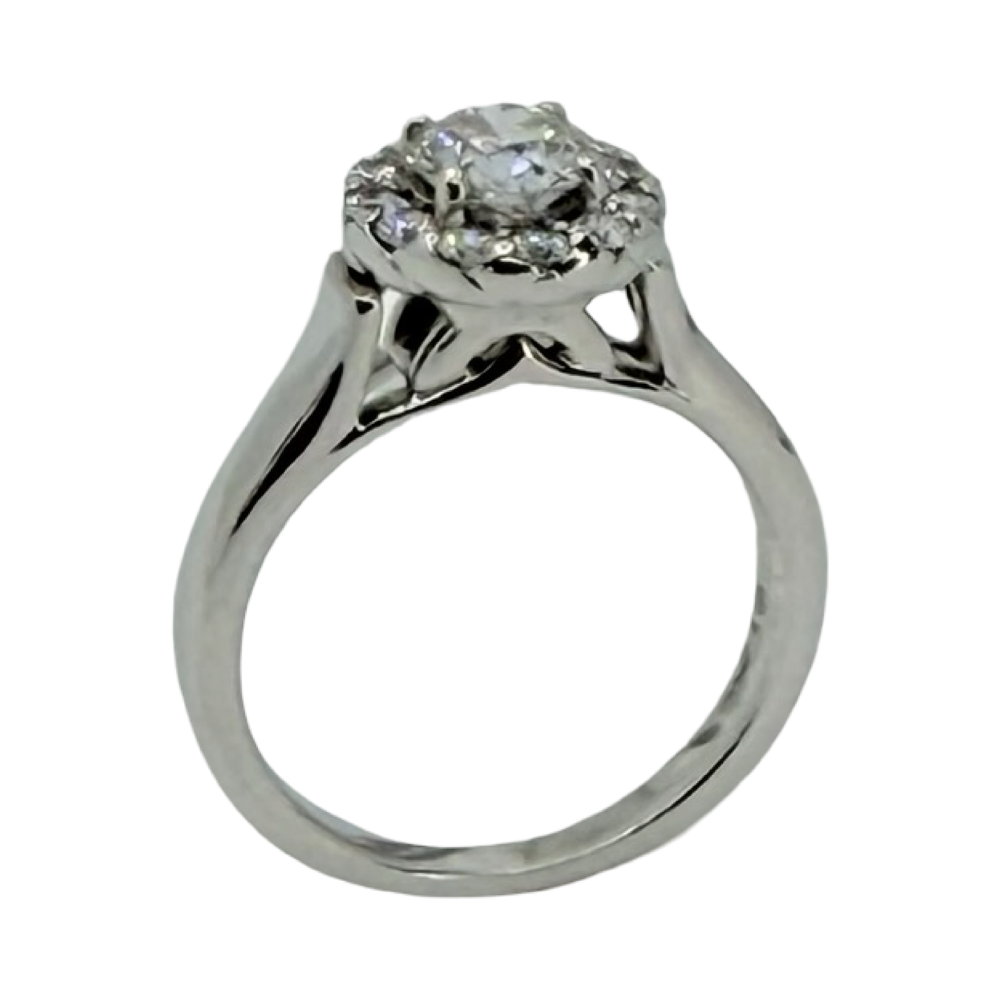 18K White Gold Diamond Halo Ring 1.25 TW Carats