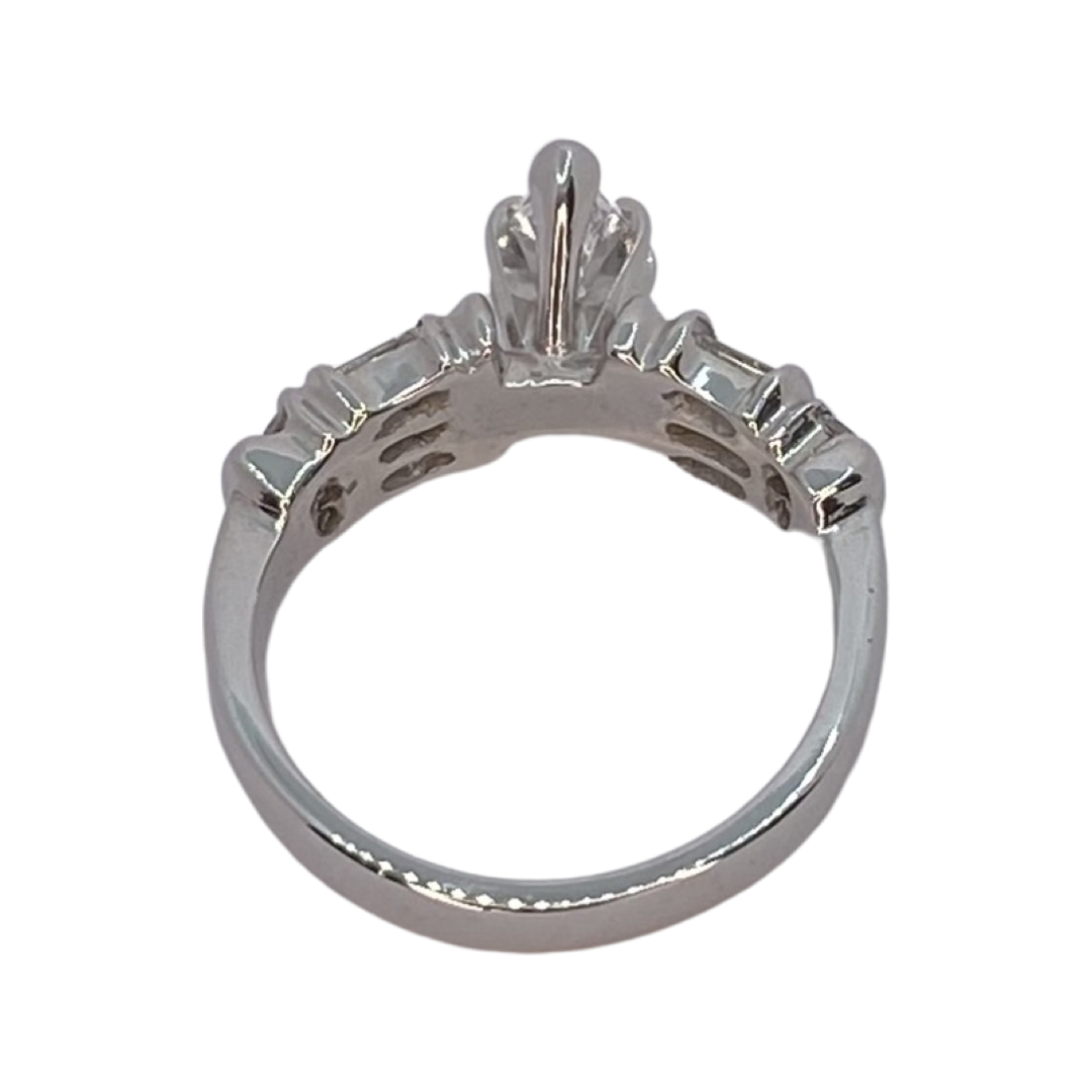 14K White Gold Marquise & Baguette Diamond Ring