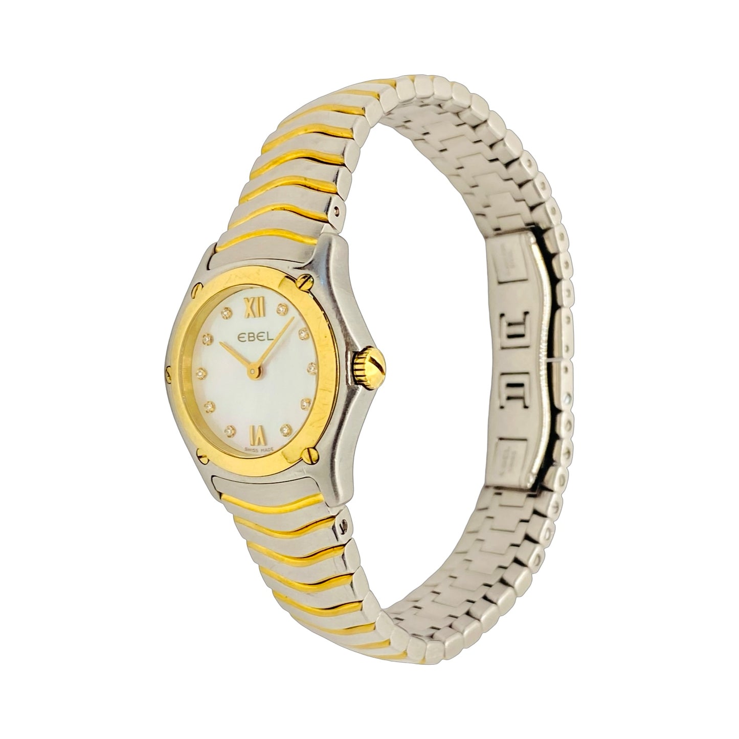 Ebel Classic Wave 24mm Quartz Mini 18K/Steel Diamond Mother-of-Pearl Dial 1157F11