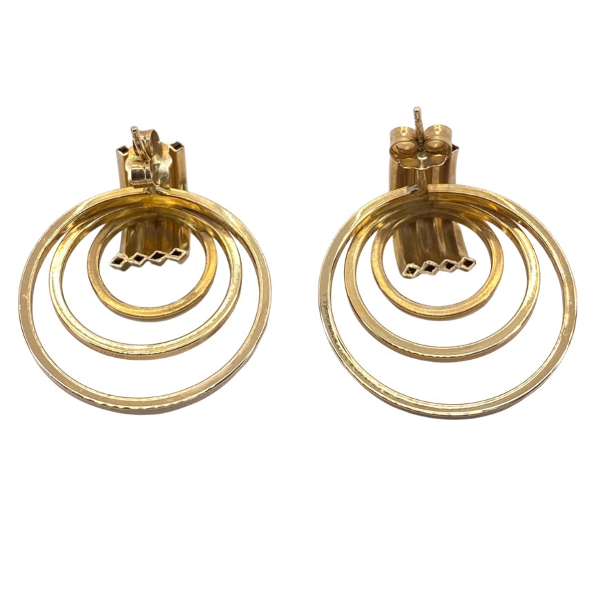 14K Yellow Gold Triple Circle Earrings WWLE7