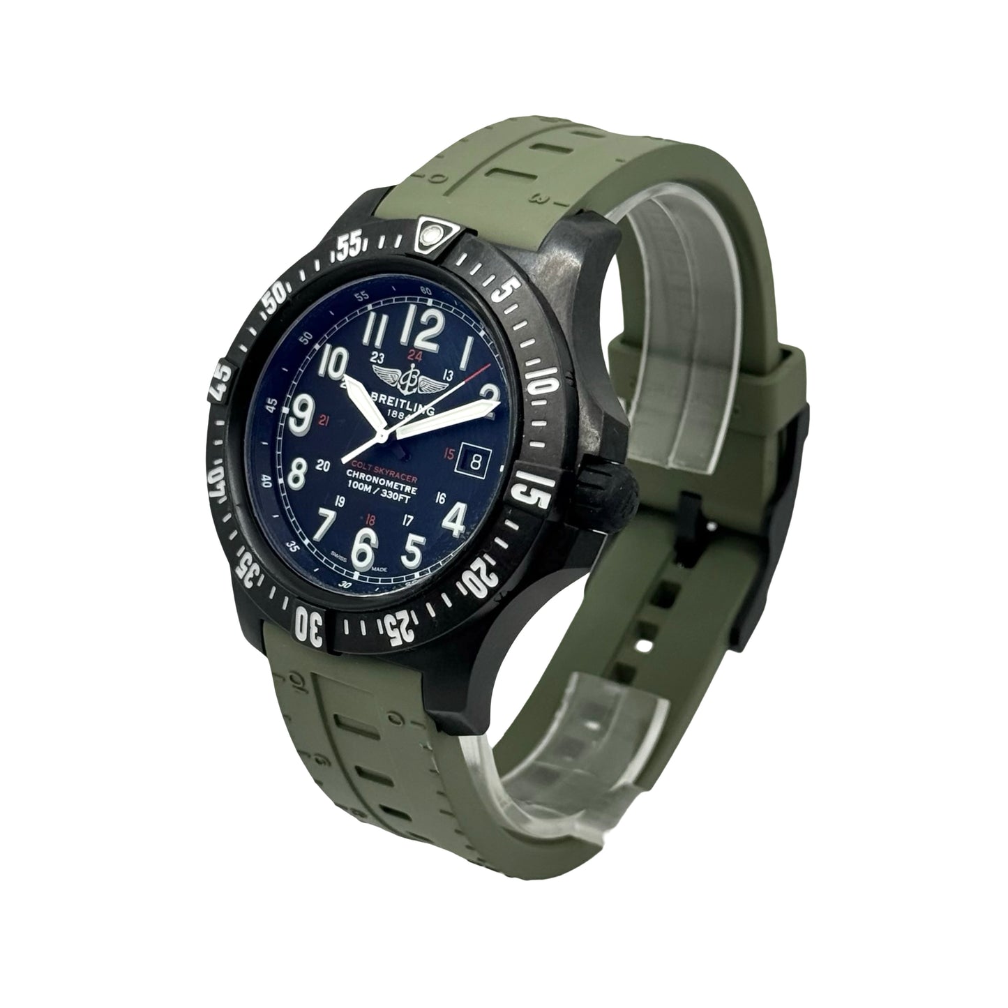 Breitling Colt Skyracer SuperQuartz Black Dial Green Strap Ref X74320E4/BF87-298S