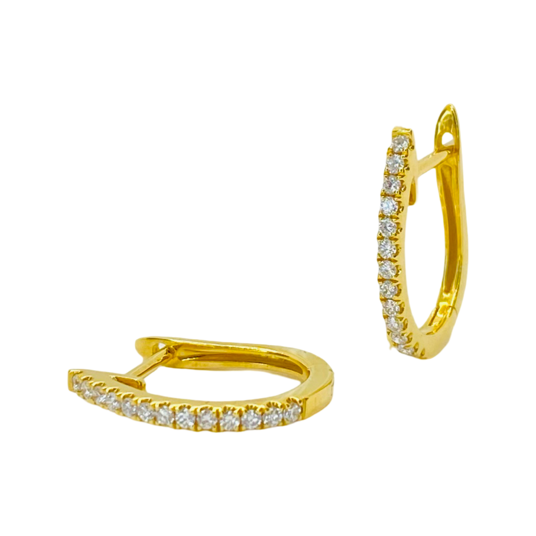 14K Yellow Gold Huggie Diamond Earrings