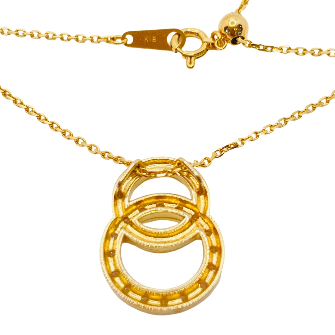 Lanvin 18K Rose Gold Double Circle Diamond Pendant Necklace