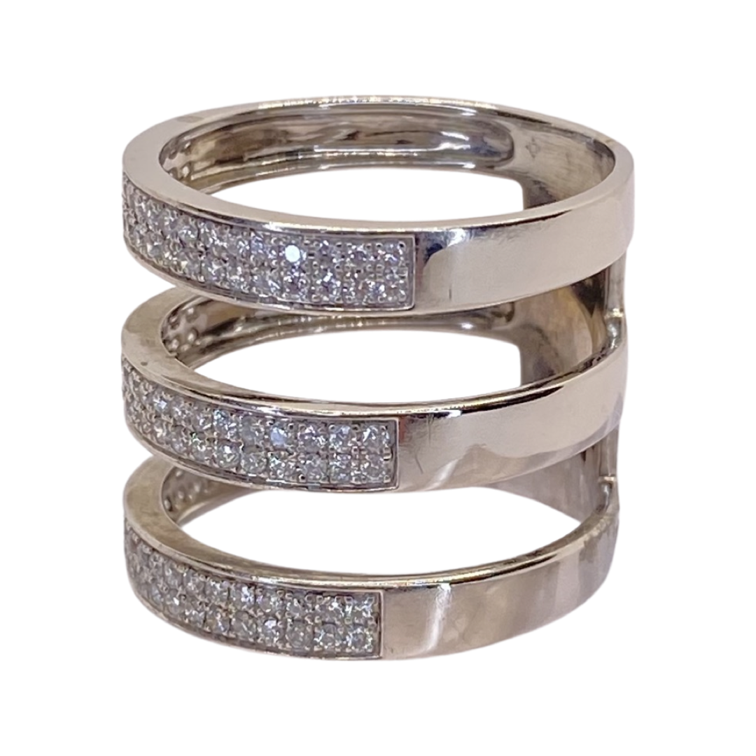 14K White Gold 3-Tier Ring