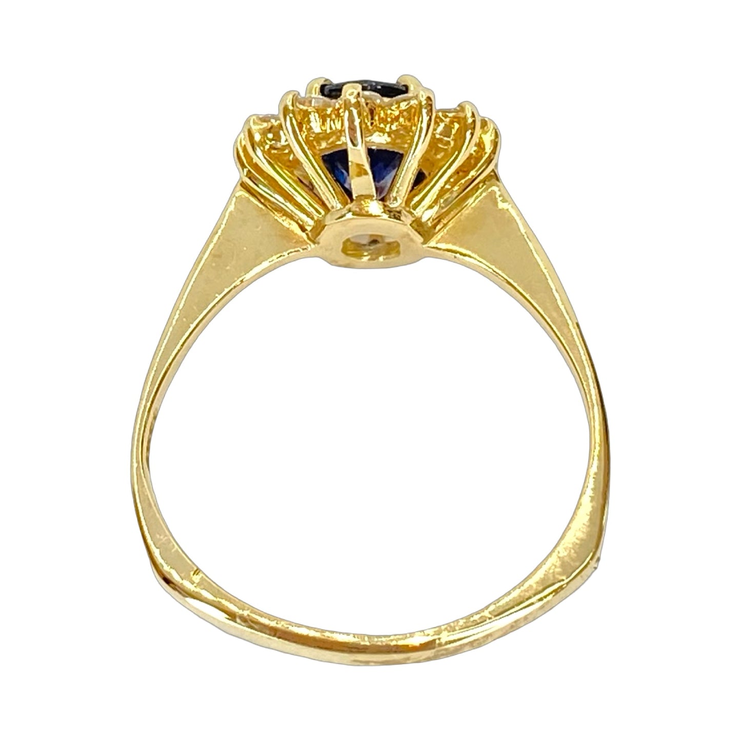14K Yellow Gold Oval 1.20 Carats Blue Sapphire and 0.70 Carat Diamond Halo Ring