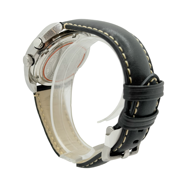 Seiko Bell-Matic Alarm Day Date Steel Case Black Leather 4006-7000 C.1969