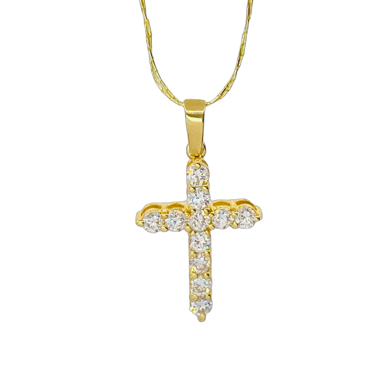 14K Yellow Gold Diamond Cross Pendant 1.00 Carat F,VS