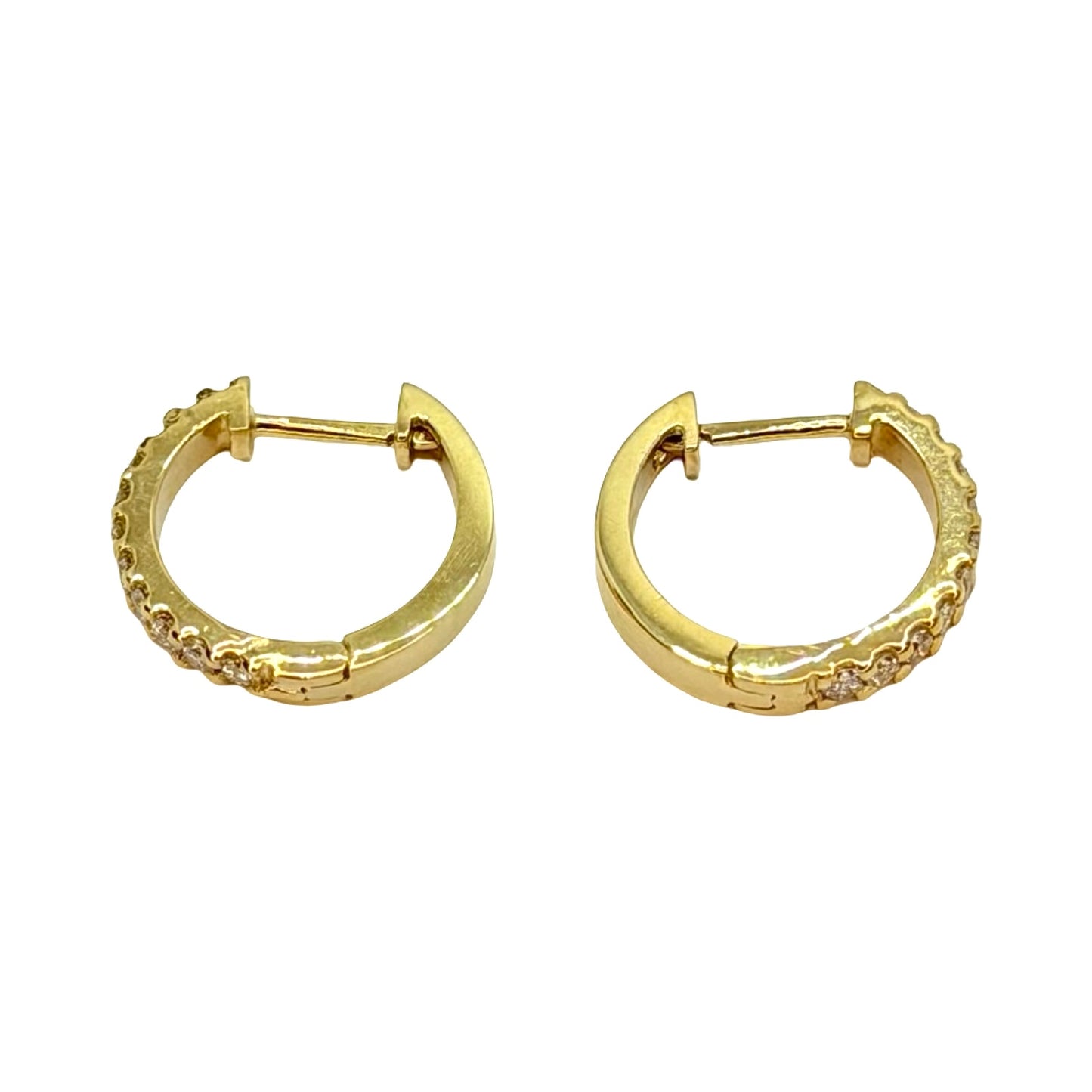 14K Yellow Gold Small Huggie Hoop Diamond Earrings 0.45 Carat